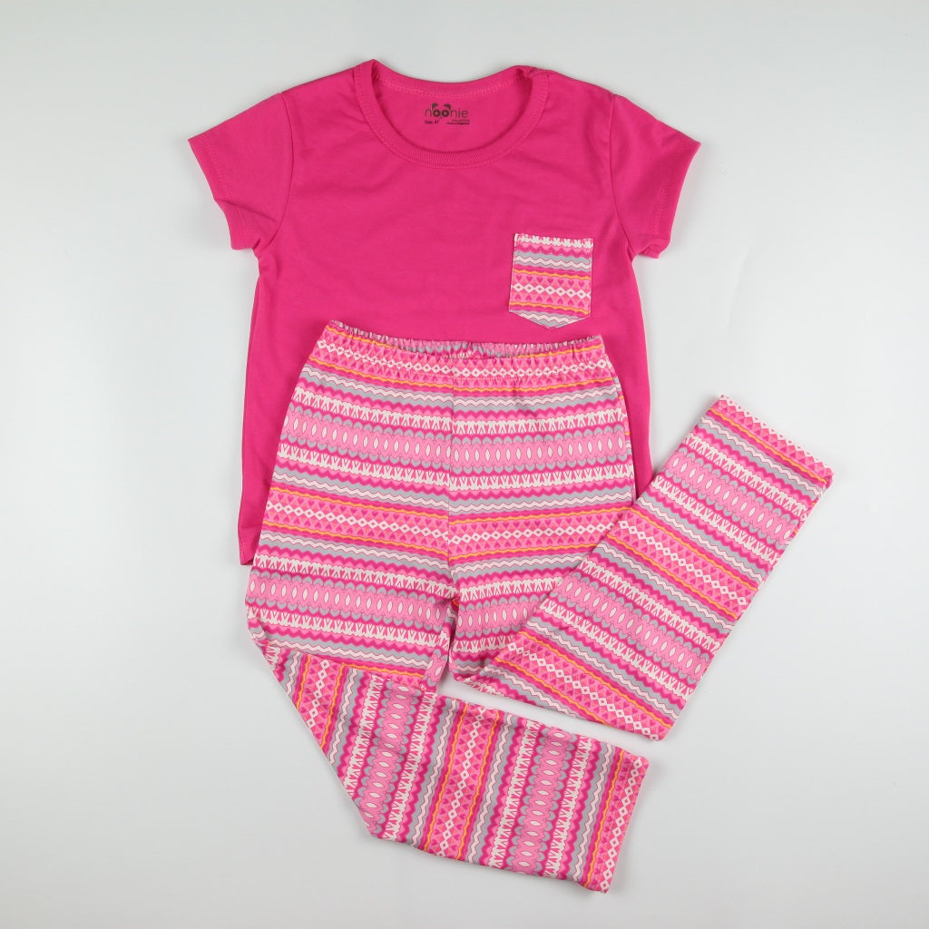 Noonie - Girls / Plus Terno (2-16Y) - Cotton T-shirt & Pajama Set - Sleepwear outfit for kids chubby