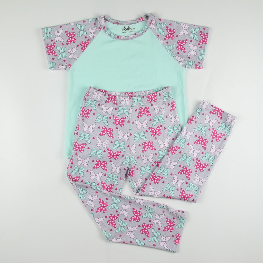Noonie - Girls Terno (2-16Y) - Cotton Raglan & Pajama Set - Sleepwear Terno outfit for kids girls