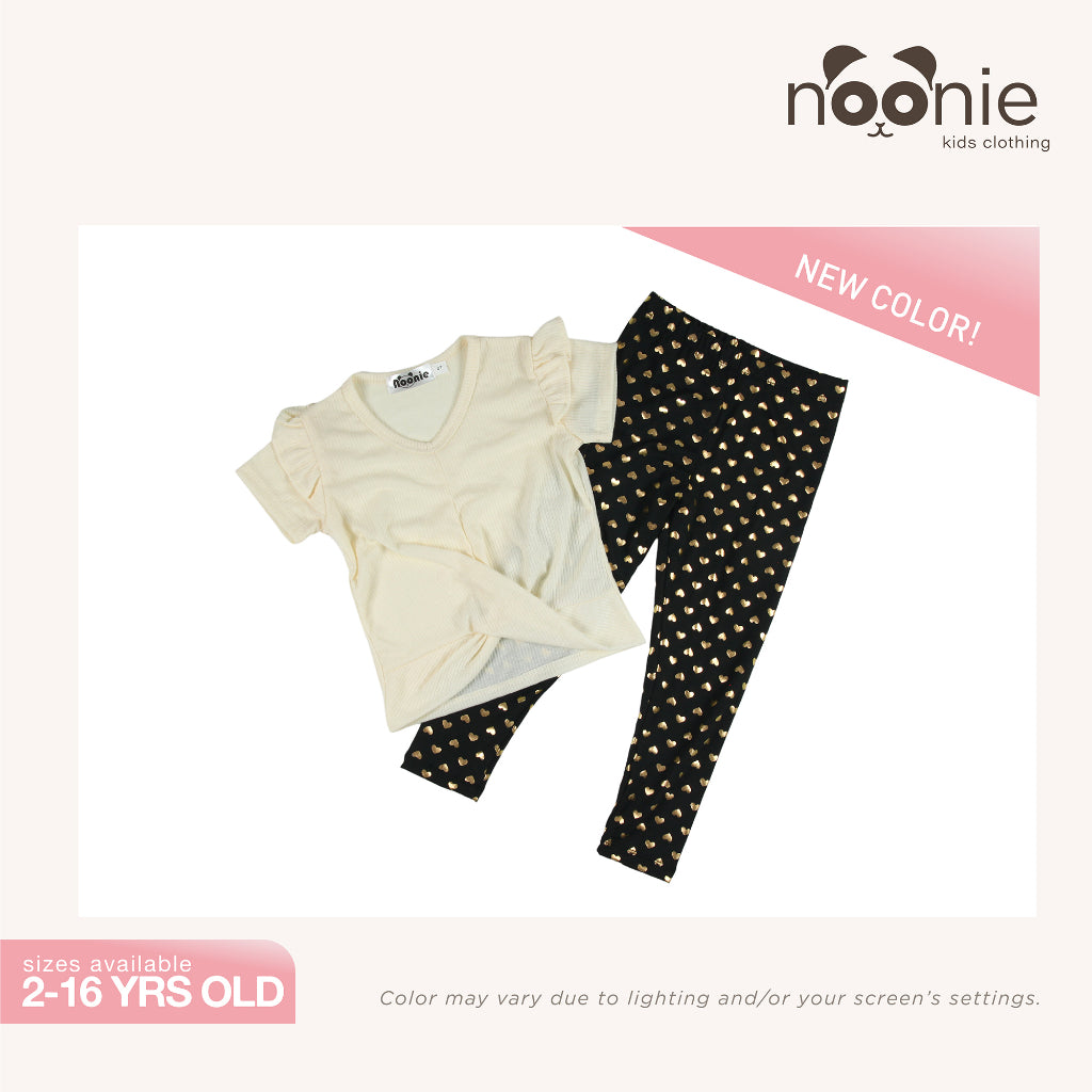 Noonie - Girls Set (2-16Y) - Stretchable Twist Hem Blouse with Leggings- Terno Outfit for kids Girl