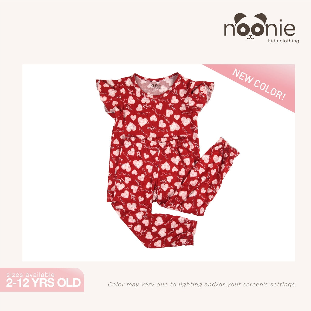 < Clearance > Noonie- Girls Terno (3-12Y) - Butterfly Sleeves & Jogger Pajama Set