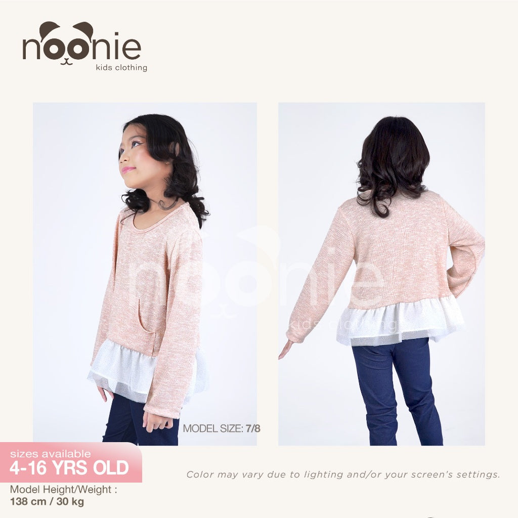 < Buy 1 Take 1 >Noonie- Girls Sweater (2-16Y) - Peplum Glittery w/ Pocket Tulle -Kids outfit jacket
