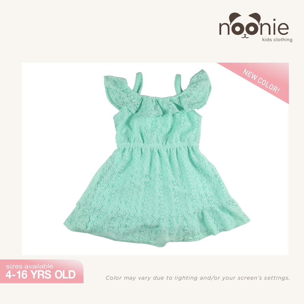 < Clearance >Noonie- Girls Dress (4-16Y) - Off Shoulder and Ruffled Skirt