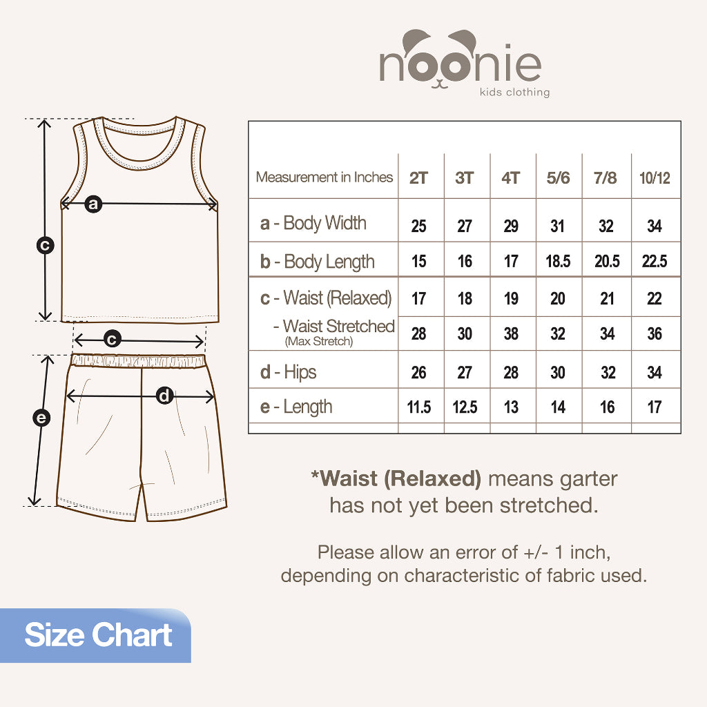 Noonie- Boys Terno (2-12Y) - All Cotton Sando & Shorts Set with Print- Terno for kids boy - Quality