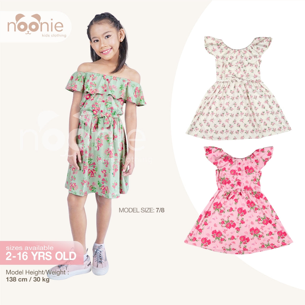 < Clearance >Noonie - Girls Dress (2-16Y) - Off Shoulder Stretchable