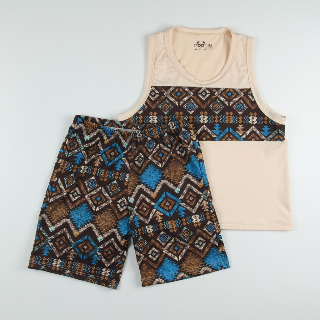 Noonie - Boys Terno (2-16Y)- Sando and Shorts Set Stretchable - Terno Sando for Kids Boys