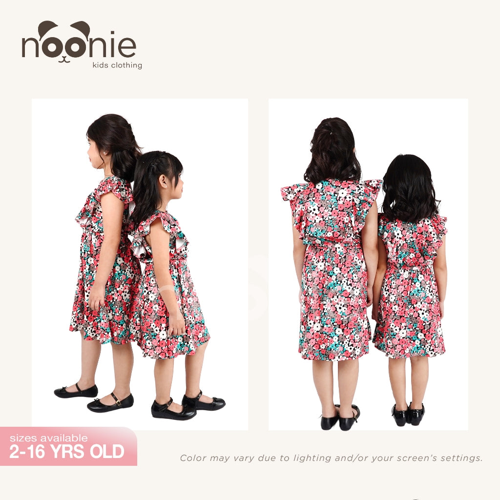 Noonie- Girls Dress (2-16Y) - Kids Dress Outfit for Girls - Ruffled Sleeves -Stretchable