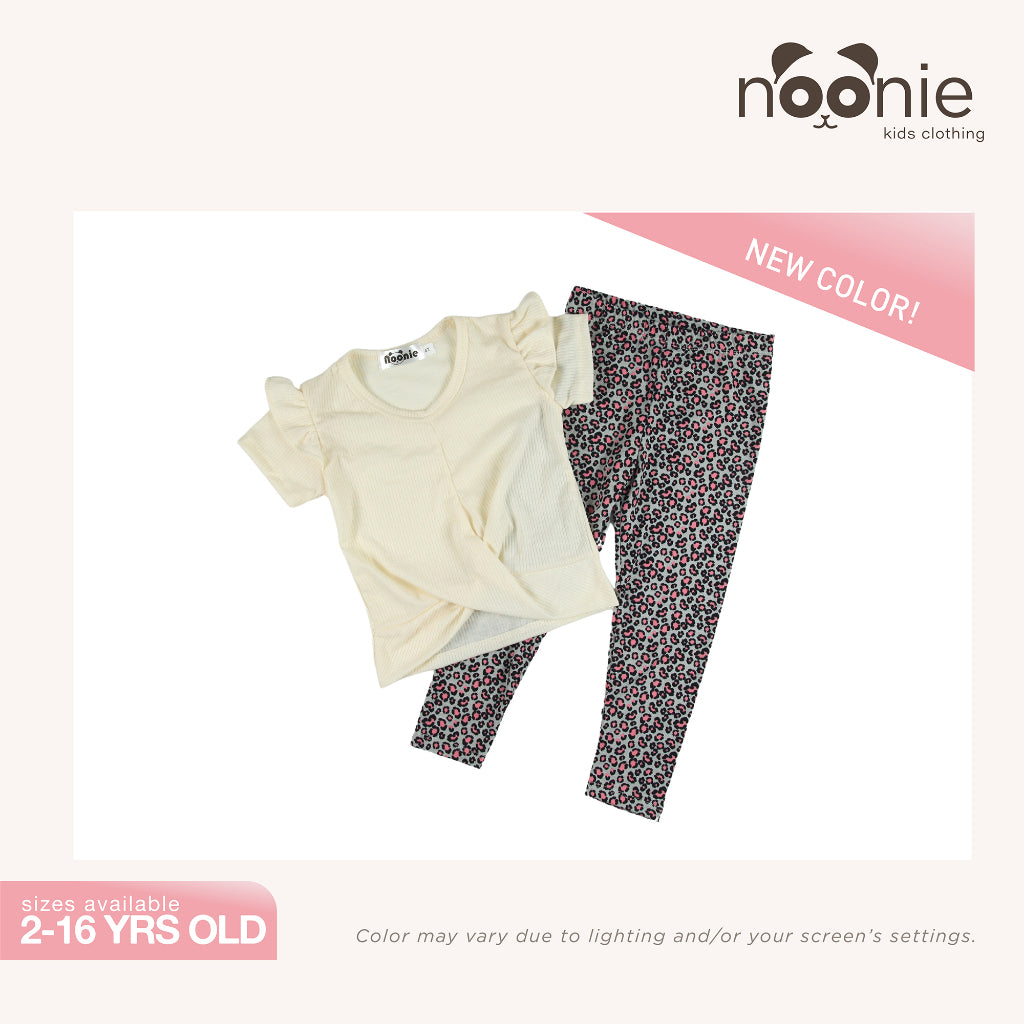 Noonie - Girls Set (2-16Y) - Stretchable Twist Hem Blouse with Leggings- Terno Outfit for kids Girl