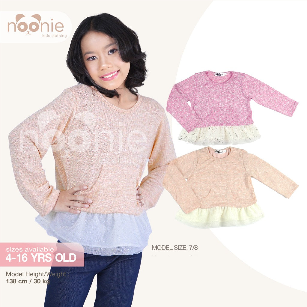 < Buy 1 Take 1 >Noonie- Girls Sweater (2-16Y) - Peplum Glittery w/ Pocket Tulle -Kids outfit jacket