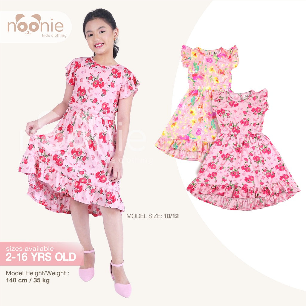 Noonie - Girls Dress (2-16Y)- Ruffle Below Knee Midi Skirt - Kids Outfit Girl