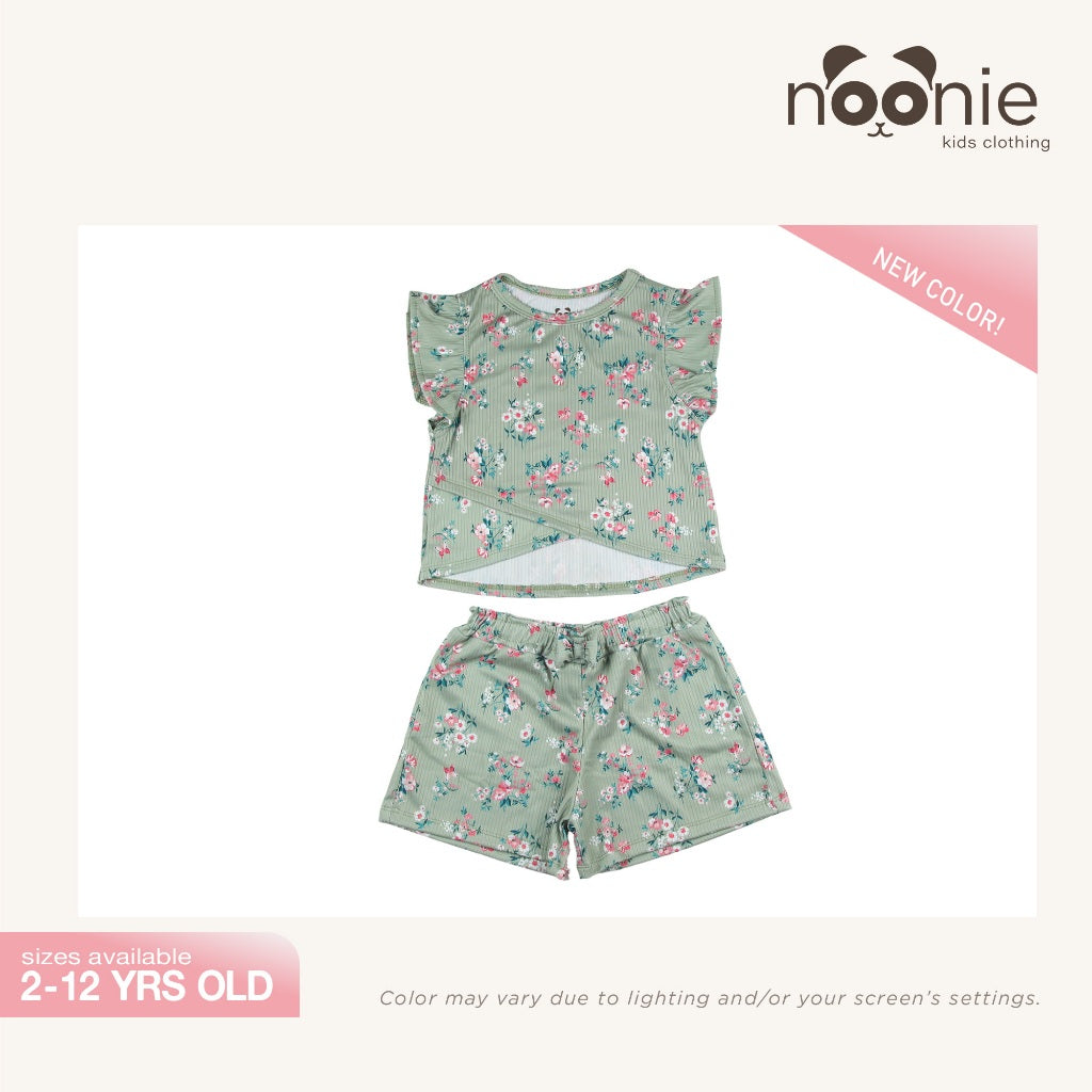 < Clearance >Noonie - Girls Set (2-16Y) - Crop Top Paperbag waist shorts Set