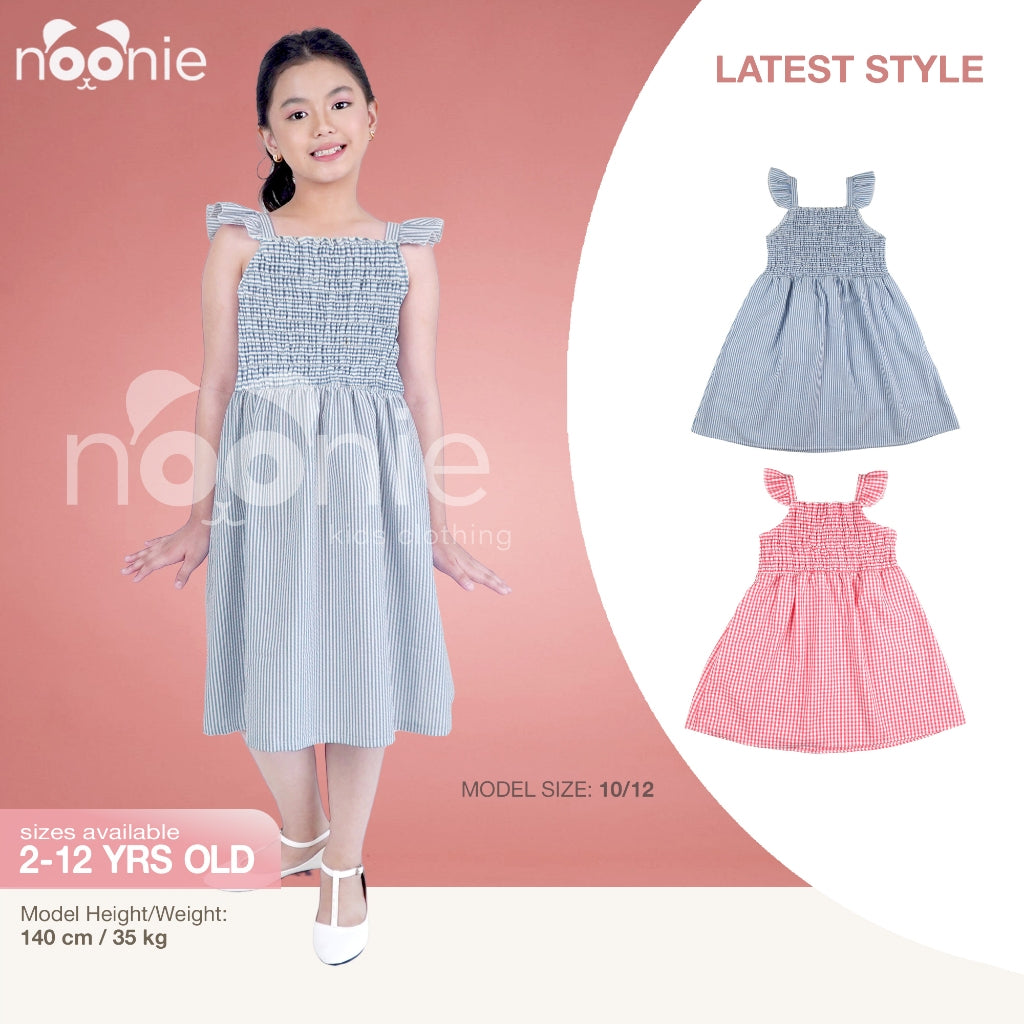 Noonie - Girls Dress (2-12Y) - Cotton Smocked Dress- Seersucker - Kids Outfit for Girls