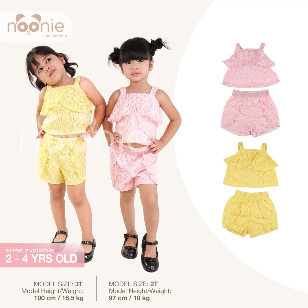 < Buy 1 Take 1 >Noonie - Girls Set (2-4Y) - Lace Terno Shorts Set Outfit for kids girls - w/ lining