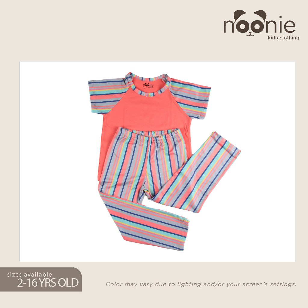 Noonie - Girls Terno (2-16Y) - Cotton Raglan & Pajama Set - Sleepwear Terno outfit for kids girls
