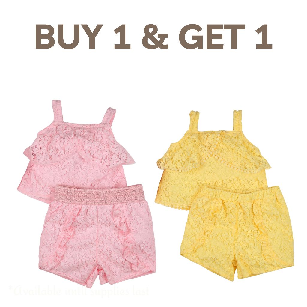 < Buy 1 Take 1 >Noonie - Girls Set (2-4Y) - Lace Terno Shorts Set Outfit for kids girls - w/ lining