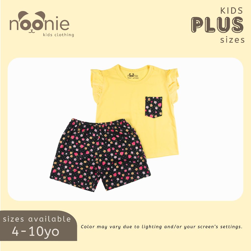 Noonie- Plus Size Kids (4-10yo)- Girls Shorts Set - Cotton Flutter Tops Terno Big Chubby Kids