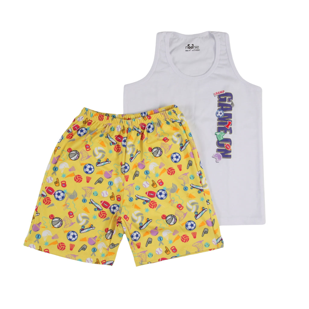 Noonie - Boys Terno (3-12yo)- Cotton Sando and Shorts Set Stretchable - Graphic with DTF print