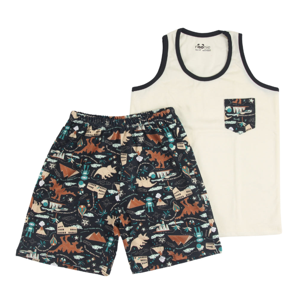 Noonie - Boys Terno (3-12yo)- Cotton Sando and Shorts Set Stretchable