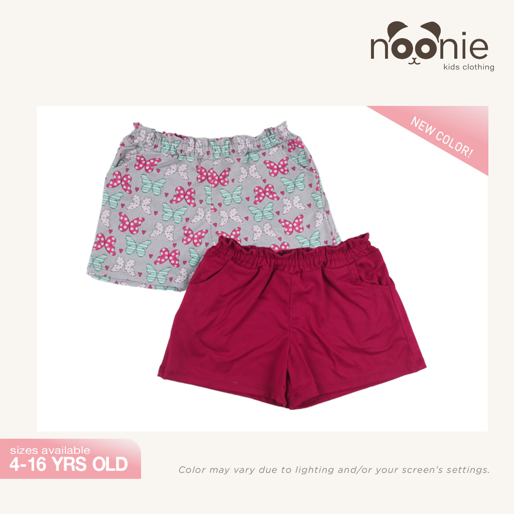 < Clearance >Noonie - 2pc Girls Shorts (4-16Y) - Stretchable 2-Pack Shorts with Pockets