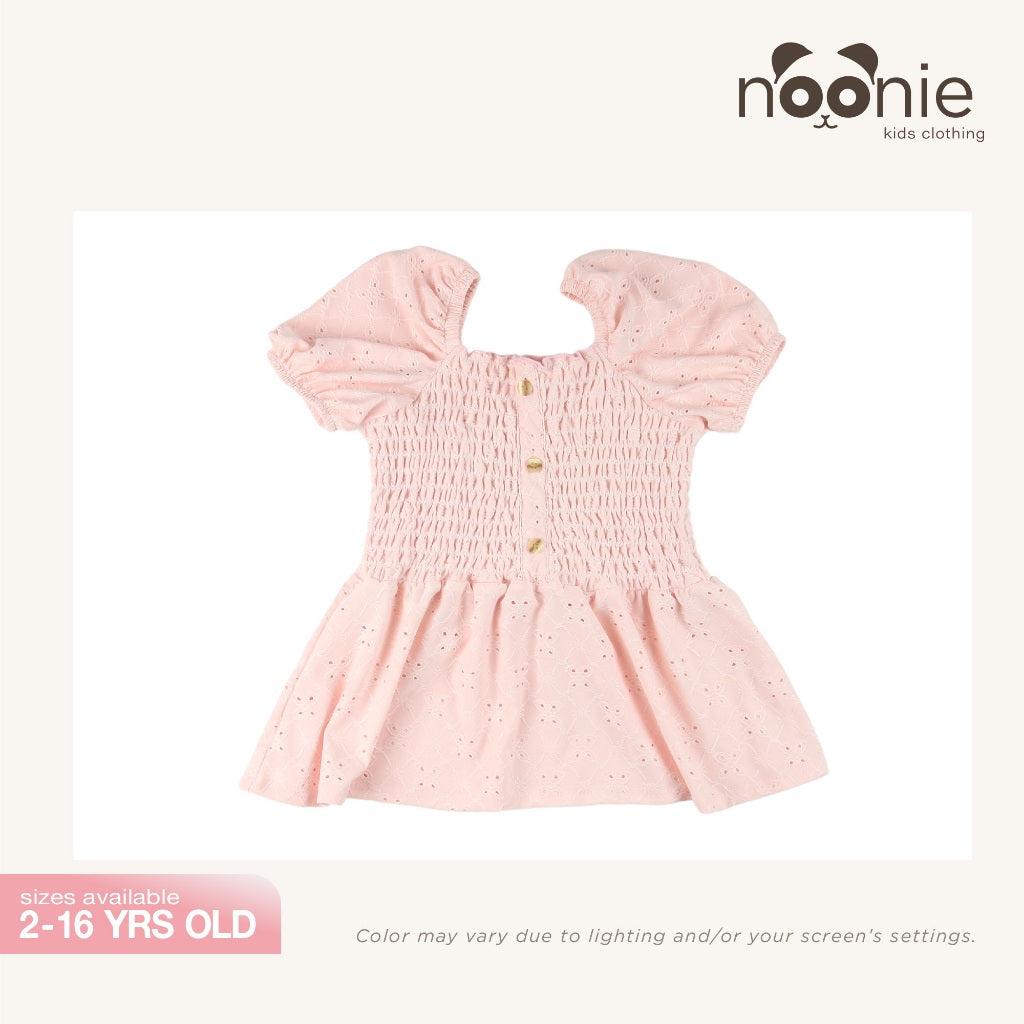 Noonie- Girls Blouse (2-16yo) - Eyelet Peplum Blouse with lining - Tops OOTD Girls Outfit