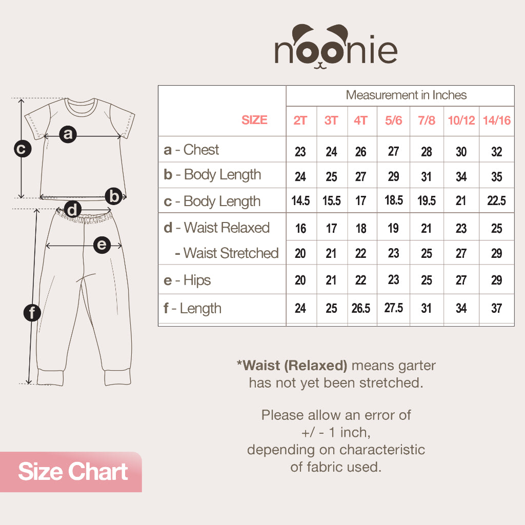 Noonie-Girls Terno-Cotton Tshirt with Graphic Print and Pajama Jogger Set