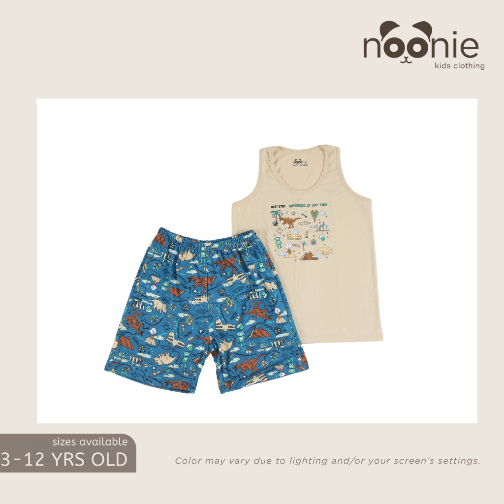 Noonie - Boys Terno (3-12yo)- Cotton Sando and Shorts Set Stretchable - Graphic with DTF print
