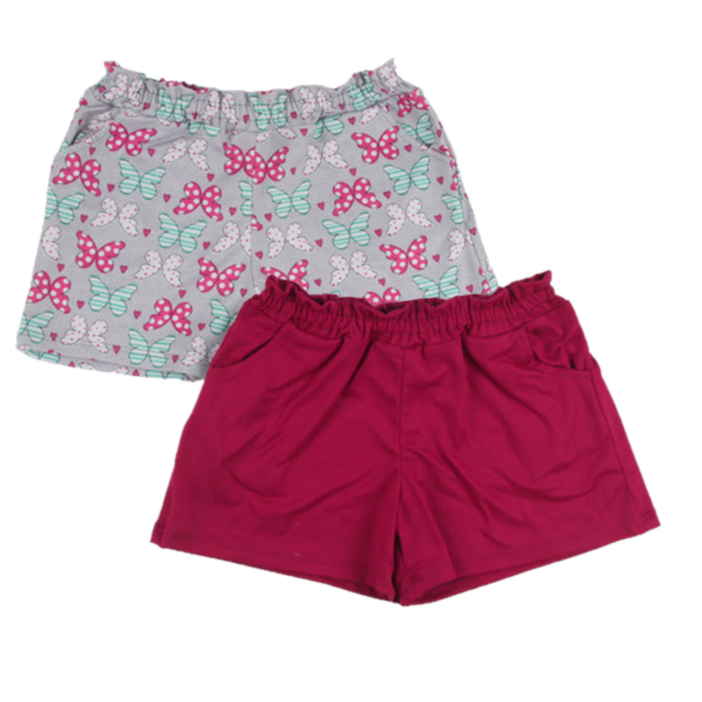 < Clearance >Noonie - 2pc Girls Shorts (4-16Y) - Stretchable 2-Pack Shorts with Pockets