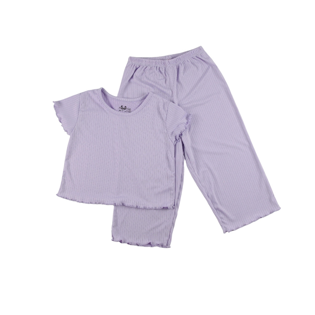 Noonie-Girls Terno - Cropped Top and Ankle Square Pants - Lettuce Hem Bitin Tokong