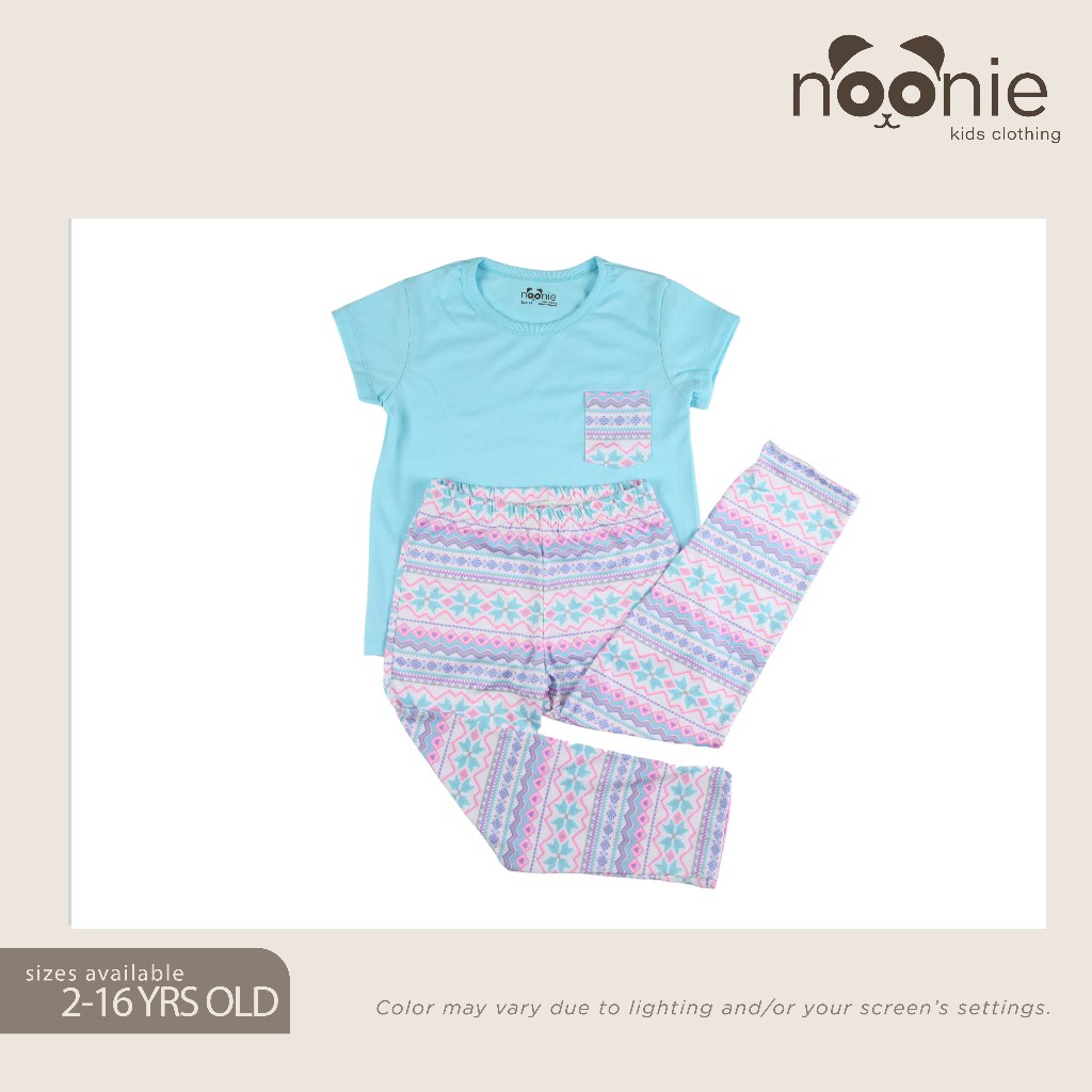 Noonie - Girls / Plus Terno (2-16Y) - Cotton T-shirt & Pajama Set - Sleepwear outfit for kids chubby