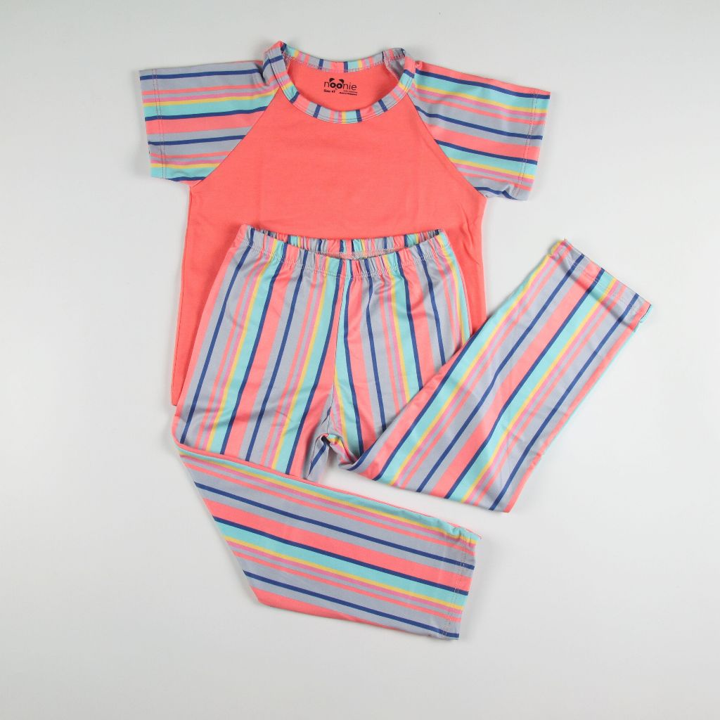 Noonie - Girls Terno (2-16Y) - Cotton Raglan & Pajama Set - Sleepwear Terno outfit for kids girls