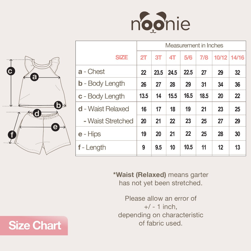 Noonie - Girls Terno - Cotton Flutter Sando and Shorts Set - Top with Graphic Print