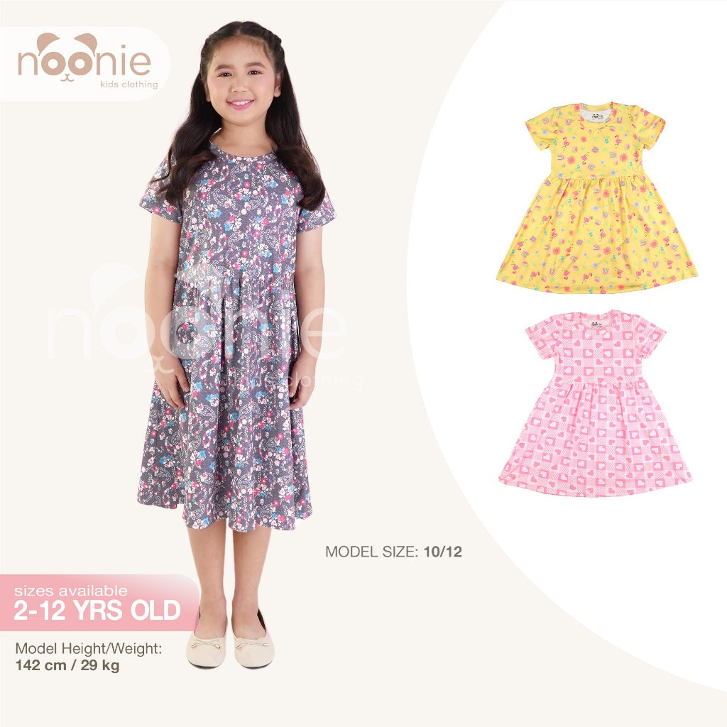 Noonie - Girls T-shirt Dress (2-12Y) - Kids Outfit for Girls - Midi Party Comfortable Stretchable