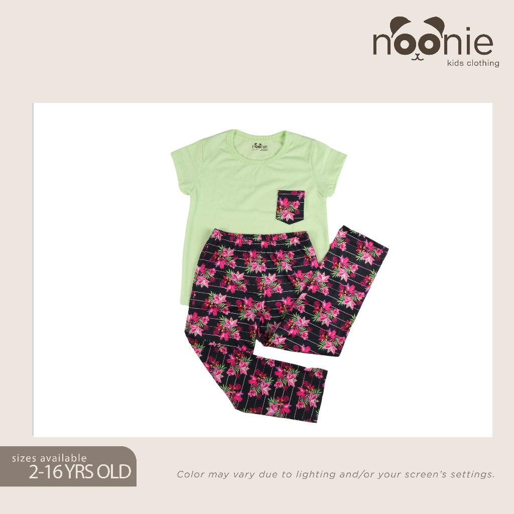 Noonie - Girls / Plus Terno (2-16Y) - Cotton T-shirt & Pajama Set - Sleepwear outfit for kids chubby