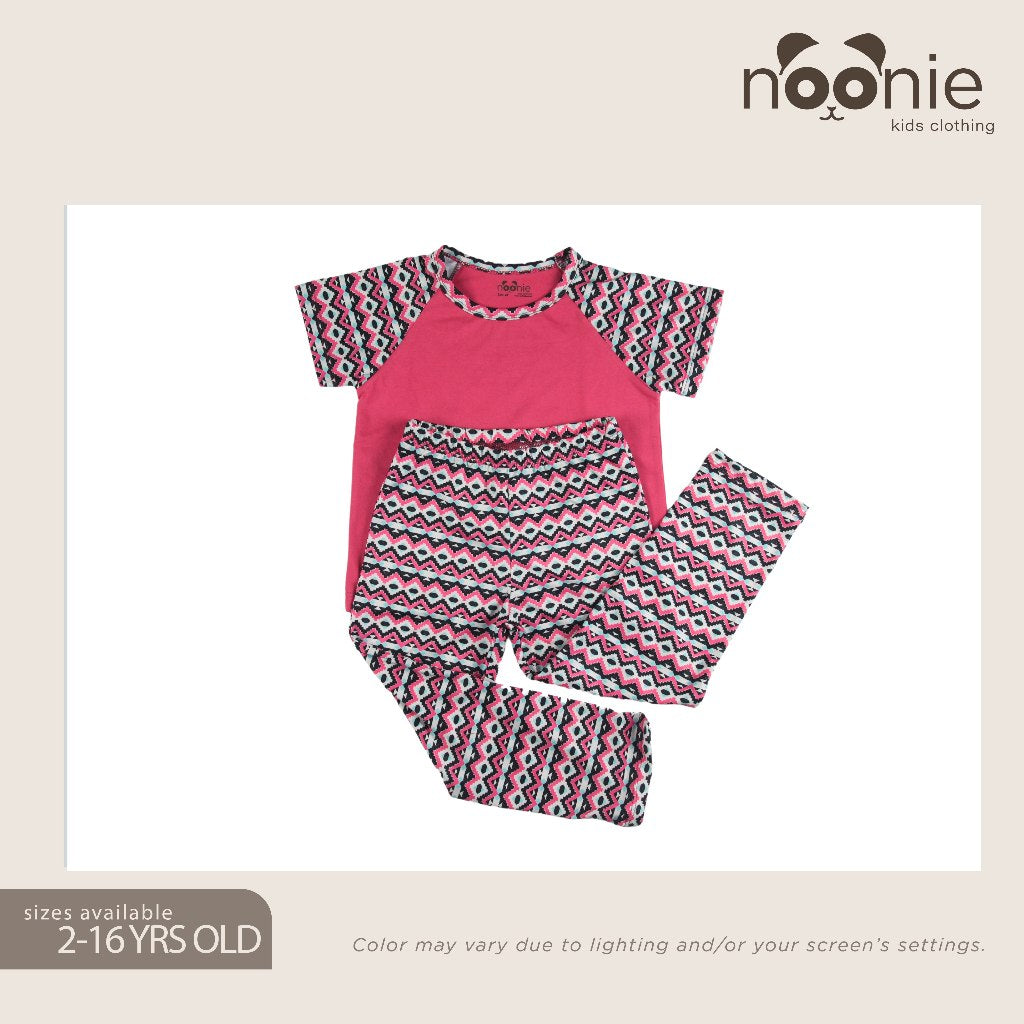 Noonie - Girls Terno (2-16Y) - Cotton Raglan & Pajama Set - Sleepwear Terno outfit for kids girls