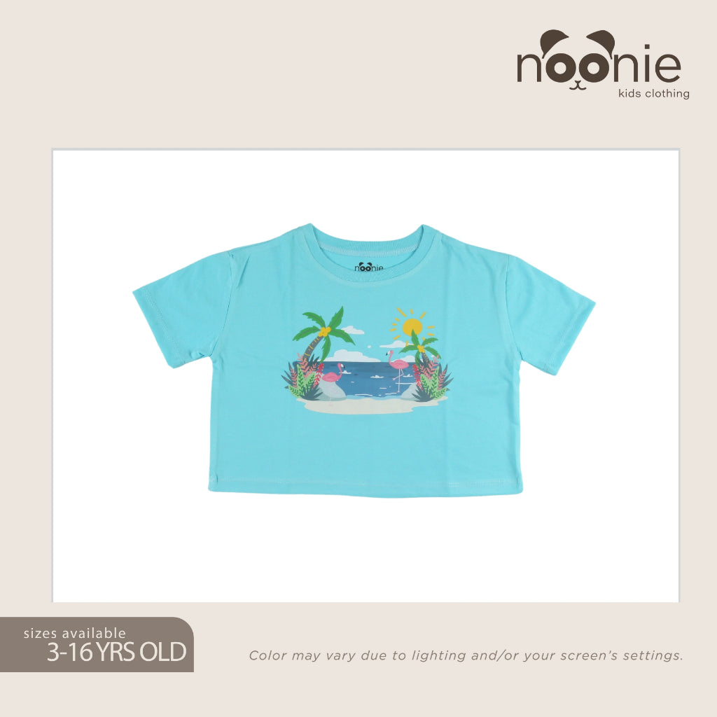 Noonie - Girls T-shirt (3-16 yo) - Cropped Top- Cotton with Graphic DTF Print