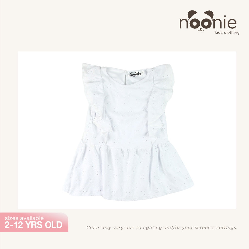 Noonie- Girls Blouse (2-16yo) - Eyelet Peplum Blouse with lining - Tops OOTD Girls Outfit