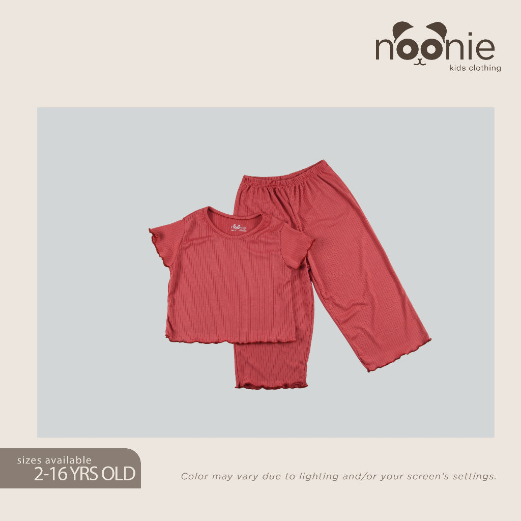 Noonie-Girls Terno - Cropped Top and Ankle Square Pants - Lettuce Hem Bitin Tokong