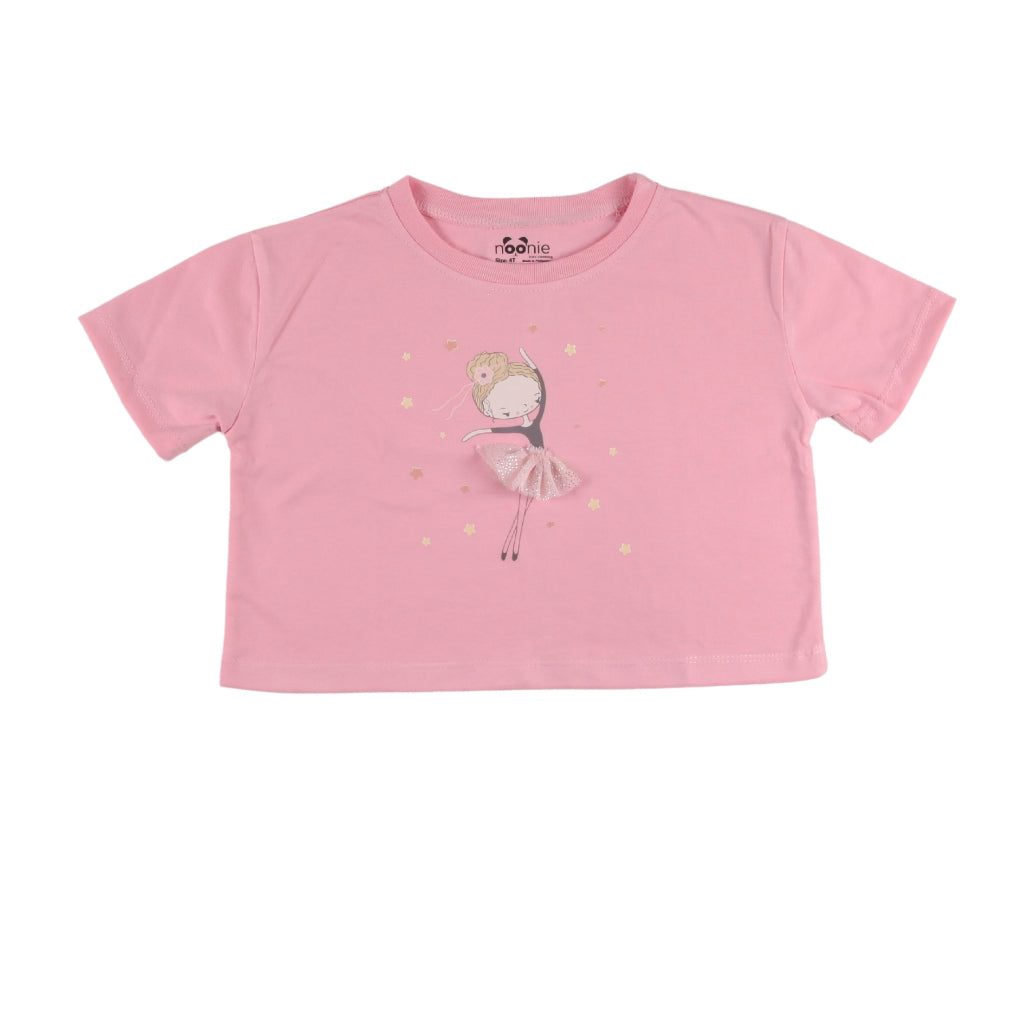 Noonie - Girls T-shirt (3-16 yo) - Cropped Top- Cotton with Graphic DTF Print
