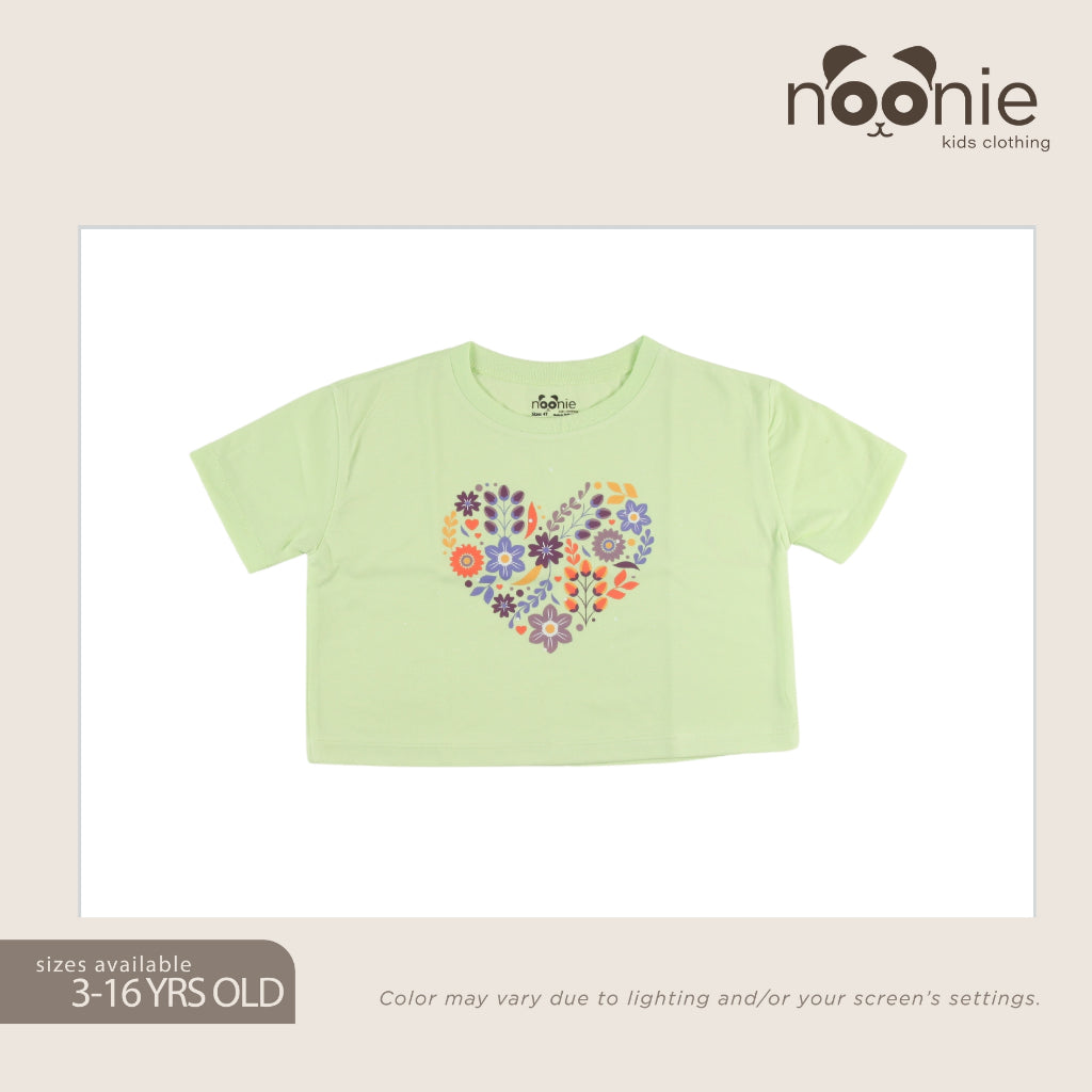 Noonie - Girls T-shirt (3-16 yo) - Cropped Top- Cotton with Graphic DTF Print
