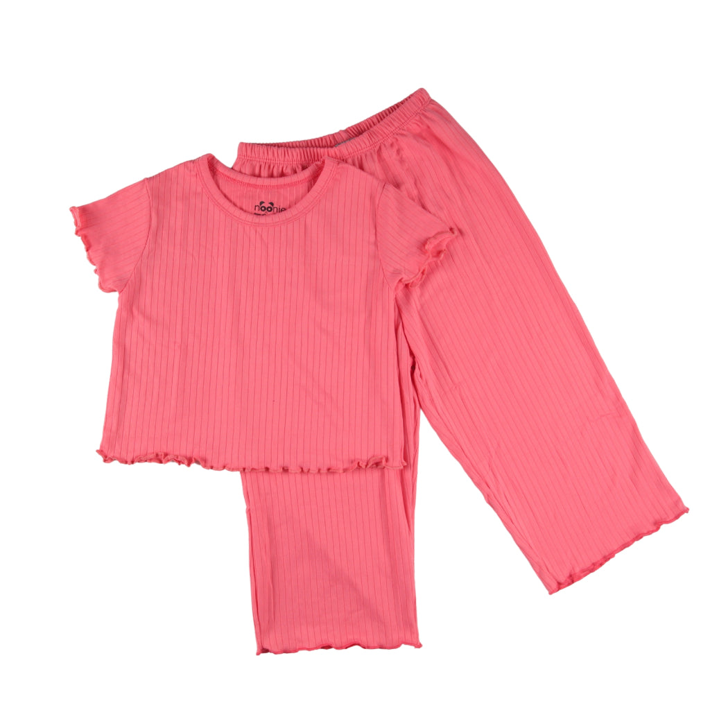 Noonie-Girls Terno - Cropped Top and Ankle Square Pants - Lettuce Hem Bitin Tokong