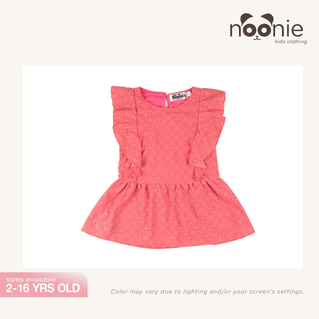Noonie- Girls Blouse (2-16yo) - Eyelet Peplum Blouse with lining - Tops OOTD Girls Outfit