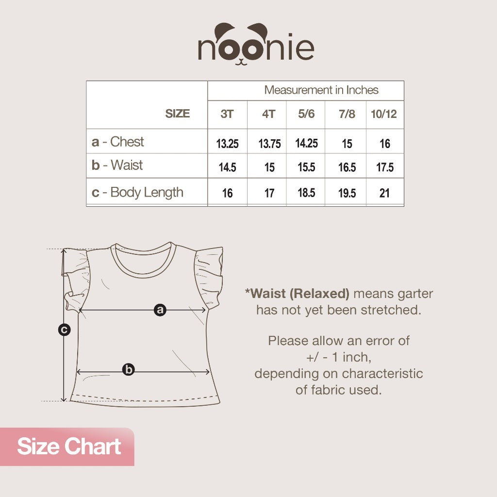 Noonie - Girls Tops (3-12yo) - Cotton Jersey Flutter Sleeves with Graphic Print Stretchable