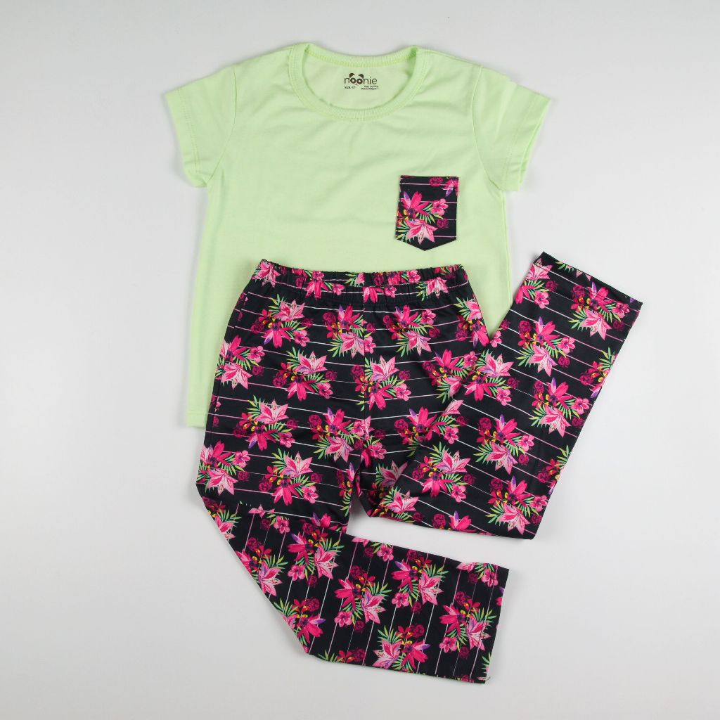 Noonie - Girls / Plus Terno (2-16Y) - Cotton T-shirt & Pajama Set - Sleepwear outfit for kids chubby
