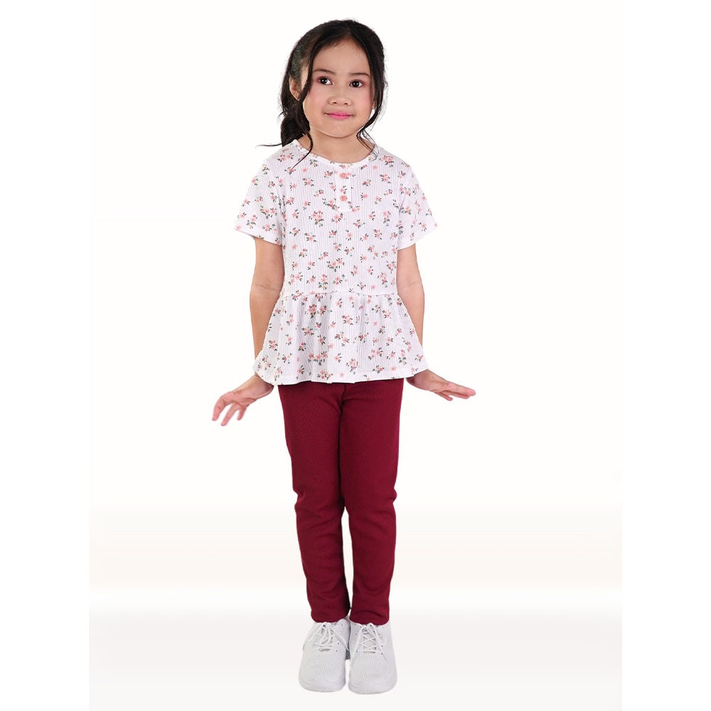 Noonie - Girls Sets (2-16yo) - Cotton Peplum Blouse & Leggings - Terno Coords Outfit for Kids Girl