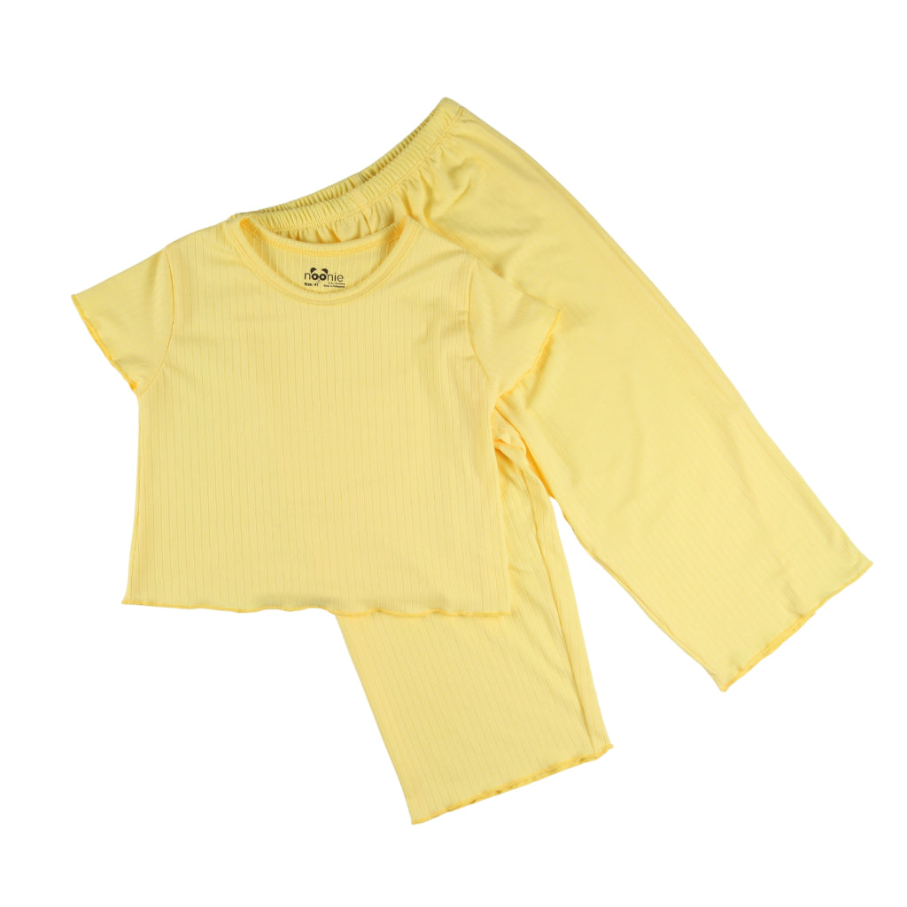 Noonie-Girls Terno - Cropped Top and Ankle Square Pants - Lettuce Hem Bitin Tokong