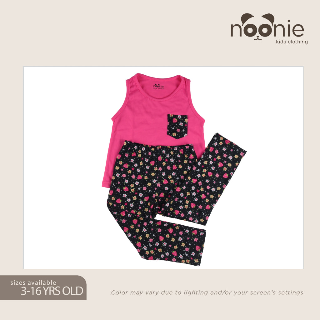 Noonie - Girls Terno (2-16Y)- Cotton Sando Tank & Pajama Set - Terno Outfit for Kids Girl - Pantulog