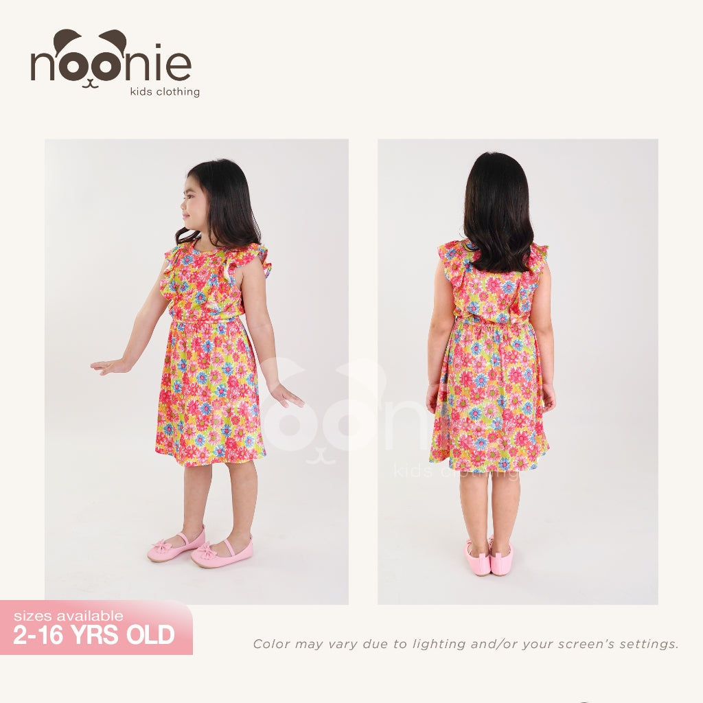 Noonie- Girls Dress (2-16Y) - Kids Dress Outfit for Girls - Ruffled Sleeves -Stretchable