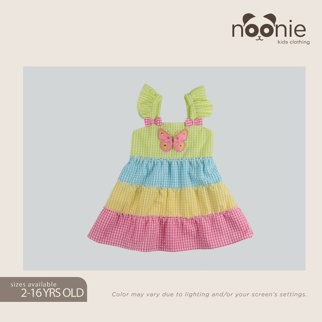 Noonie- Girls Dress (2-4Y)- Toddler Baby Doll Smocked Colorful Dress for kids - Above the Knee