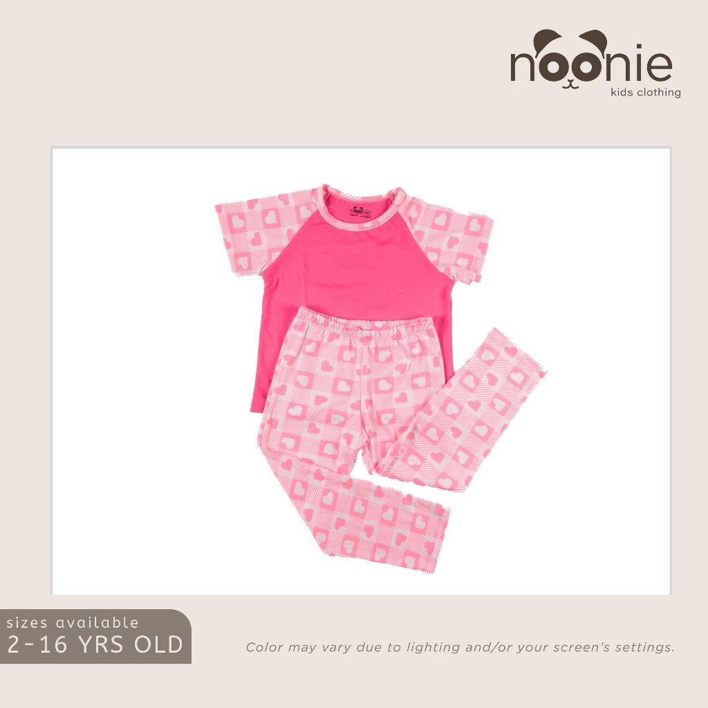 Noonie - Girls Terno (2-16Y) - Cotton Raglan & Pajama Set - Sleepwear Terno outfit for kids girls