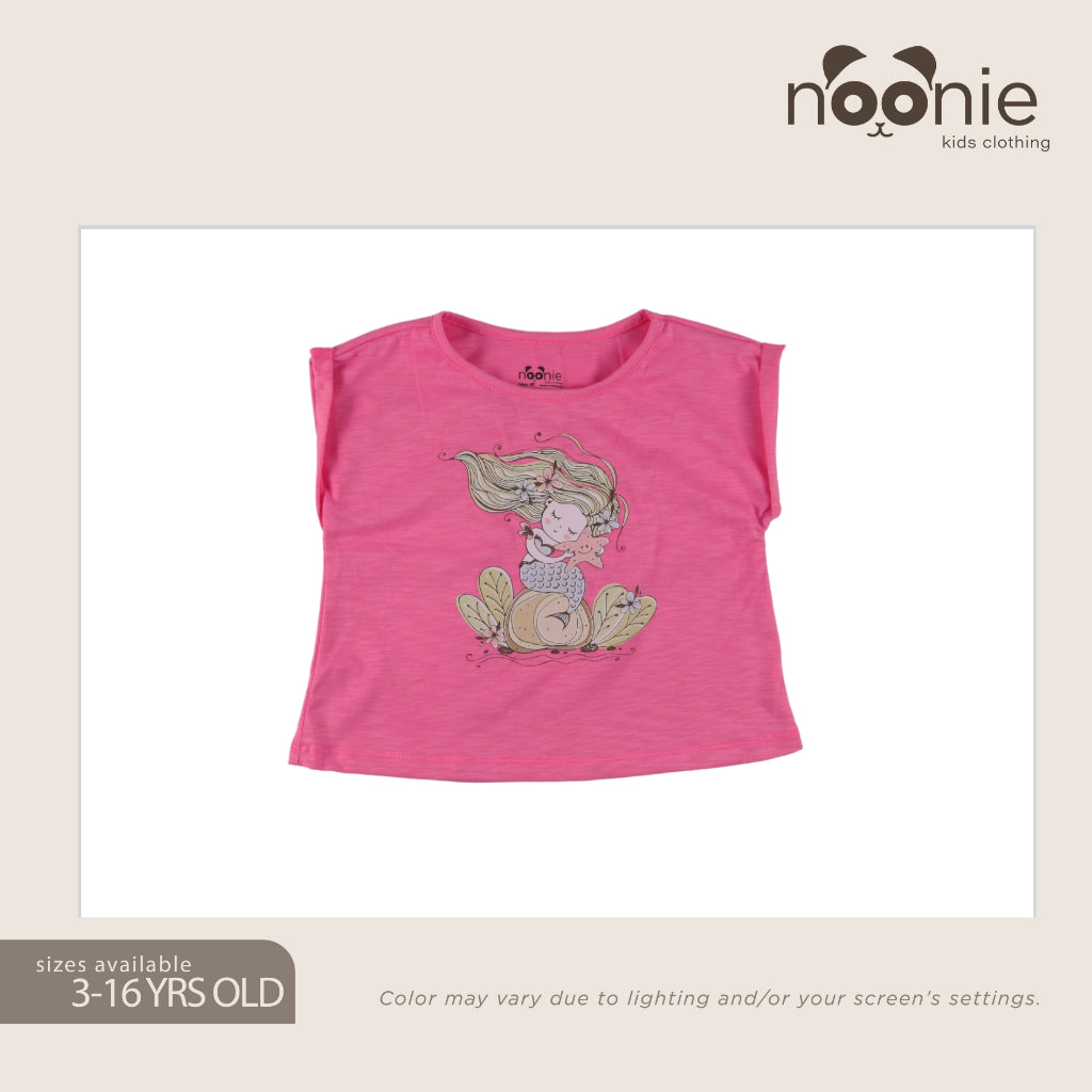 Noonie - Girls T-shirt (3-16 yo) - Dolman Sleeve Top- Cotton with Graphic DTF Print