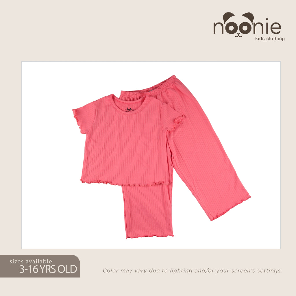 Noonie-Girls Terno - Cropped Top and Ankle Square Pants - Lettuce Hem Bitin Tokong